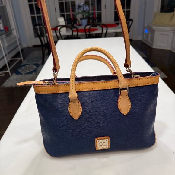 Dooney & Bourke Saffiano Leather Cross-body Satchel Bag Navy Blue NWOT - Picture 2 of 16